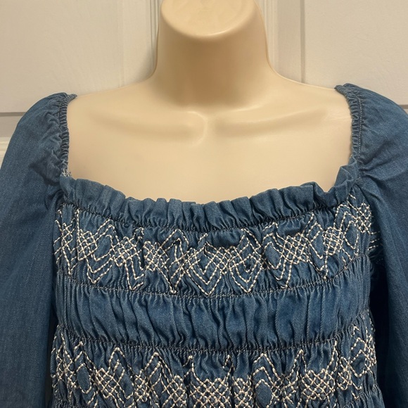 NWT Seventy + Mochi Sally 3/4
Sleeve Square Neck Top Blue Rodeo Vintage-Size 6 - Picture 4 of 12